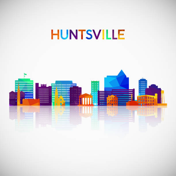 Huntsville skyline silhouette in colorful geometric style. Symbol for your design. Vector illustration. Huntsville skyline silhouette in colorful geometric style. Symbol for your design. Vector illustration. huntsville alabama stock illustrations