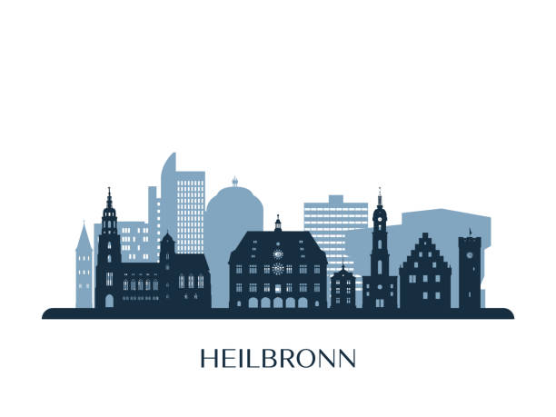 Heilbronn skyline, monochrome silhouette. Vector illustration. Heilbronn skyline, monochrome silhouette. Vector illustration. heilbronn stock illustrations