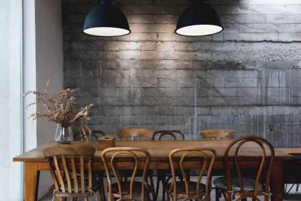 istock Layout in a loft style in dark colors open space interior view of various coffee Welcome open coffee shop background 1352391889