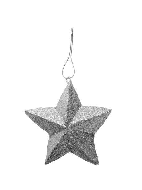 istock Silver christmas star with sparkles isolated on white background 1352392191