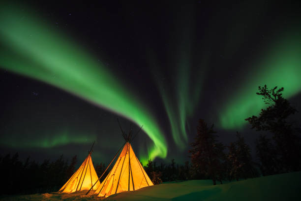 istock The aurora, glowing over Yellowknife city. 1352394044