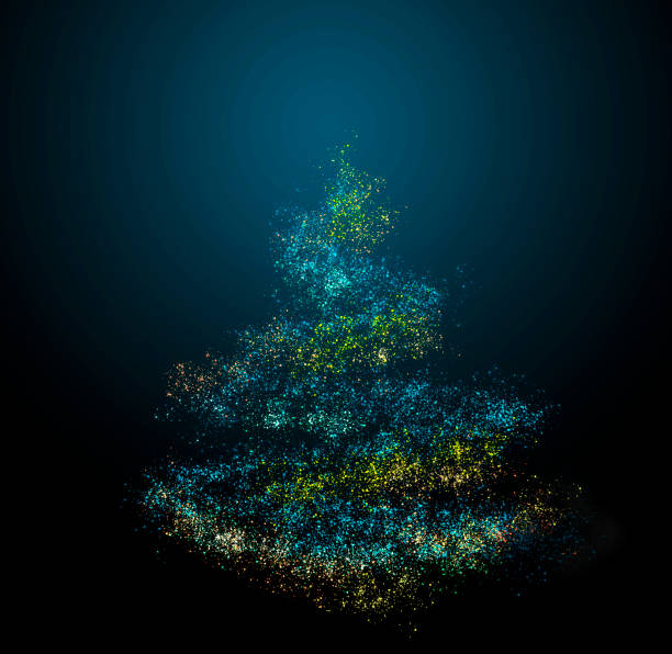 weihnachtstanne auf dunkelblauem hintergrund - christmas tree christmas blue night stock-grafiken, -clipart, -cartoons und -symbole