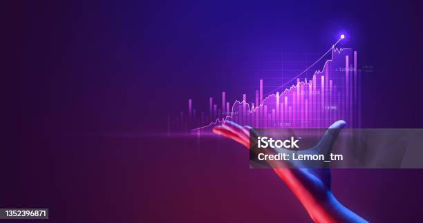 Businessman Holding Investment Finance Chart Stock Market Business And Exchange Financial Growth Graph Virtual Technology Economy Digital Analysis On Success Background With Marketing Data Diagram Stock Photo - Download Image Now