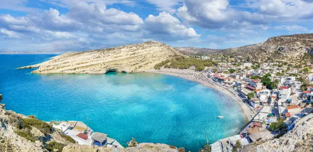 Landscape with Matala beach, Crete, Greece