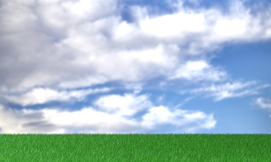 3D Render Grass And Clean Blue Sky. Sustainability and Environment concept.
