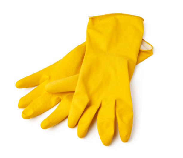 istock Latex protective gloves isolated on white background 1352397917
