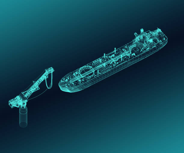 istock Scheme of an Oil tanker at the berth. 3d-rendering 1352400921