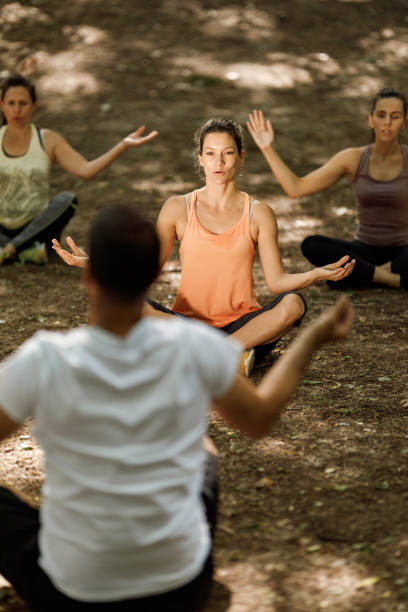 istock Yoga relaxation exercises in nature! 1352404555