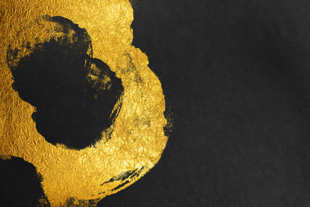 istock Matte black with gold circles design, Japanese image background 1352407425