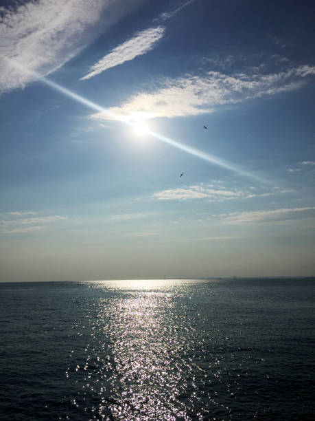 Sunlight reflection on the sea and sky background