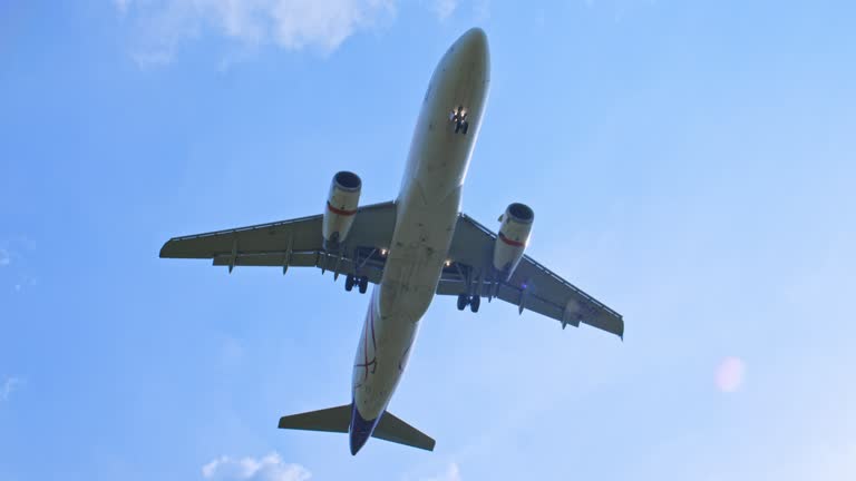 Plane landing on airport,Slow motion