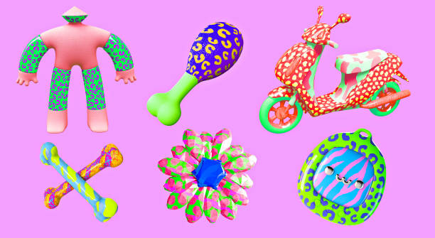 istock 3d render sticker set creative funny stylish hipster objects. Restaurant, bars, cafes, food delivery concept 1352410068