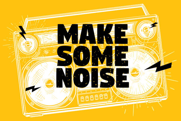 illustrations, cliparts, dessins animés et icônes de faites du bruit pour la conception musicale avec boombox - musique rock