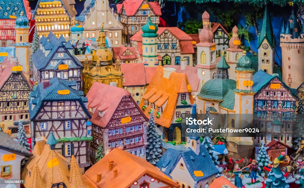 Half-Timbered Houses Miniature Decoration Christmas Market Stalls Germany Germany Stock Photo