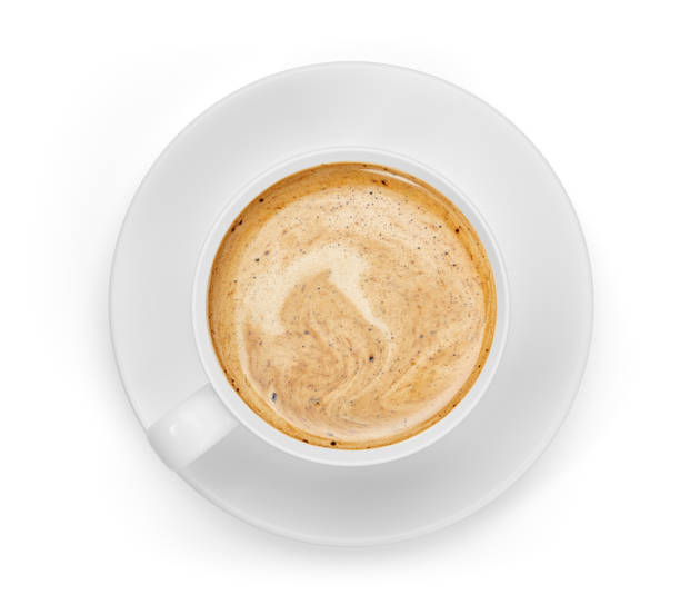 istock Cup with coffee top view isolated on white 1352419805