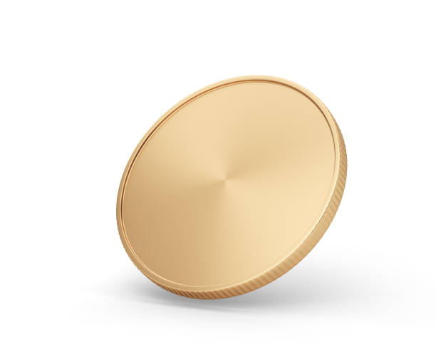 istock Golden coin or medal mockup isolated on white background 1352419852
