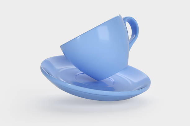 istock flying Cup with saucer isolated on white background 1352419959