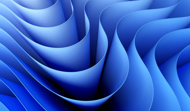 istock 3D render abstract background of smooth lines of spline blue waves 1352420734