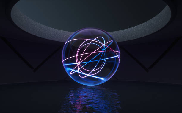 istock Neon light in the round room, 3d rendering. 1352421771