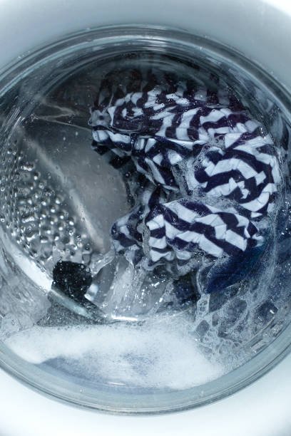 istock Linen washing in the washing machine. 1352422672