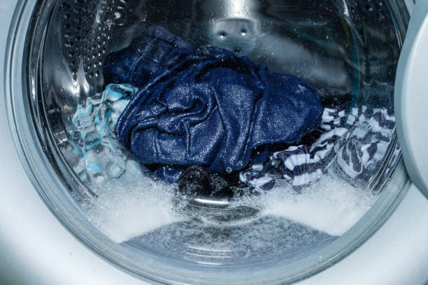 istock Linen washing in the washing machine. 1352422674