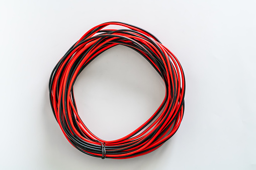 Red cable with white background