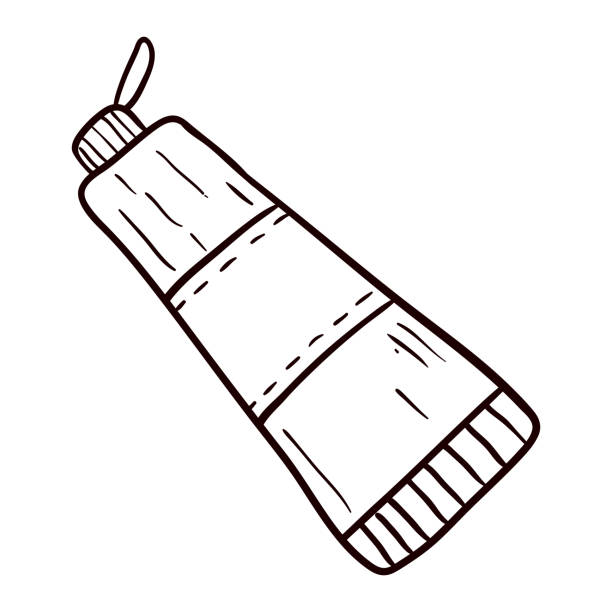ilustraciones, imágenes clip art, dibujos animados e iconos de stock de vector aislado doodle ilustración de un tubo de crema o pasta de dientes. - glue bottle isolated art and craft