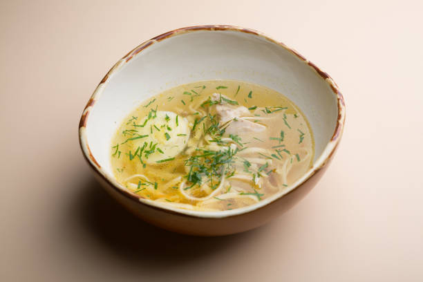 istock Bowl of hot chicken noodle soup for dinner 1352425910