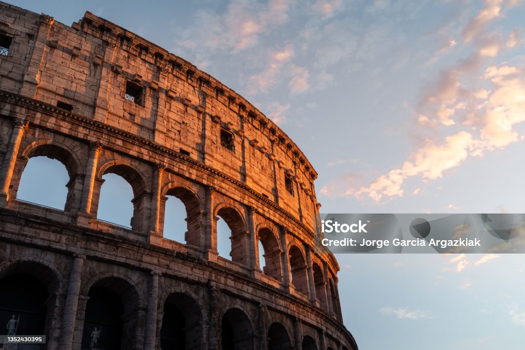Facade of the Coliseum of Roma, Italy. Rome - Italy Stock Photo