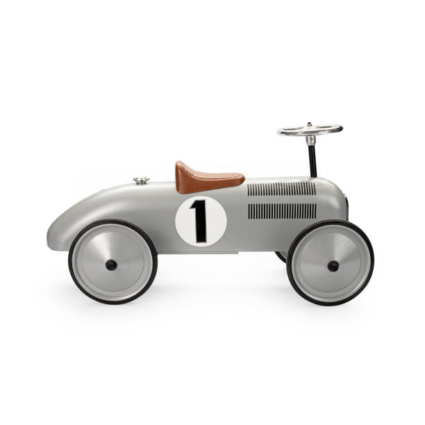 istock Retro race silver toy car 1352430631