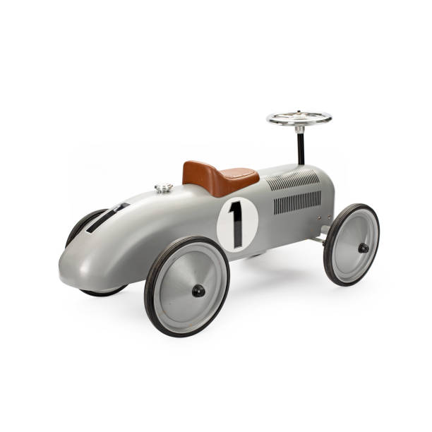 istock Retro race silver toy car 1352431305