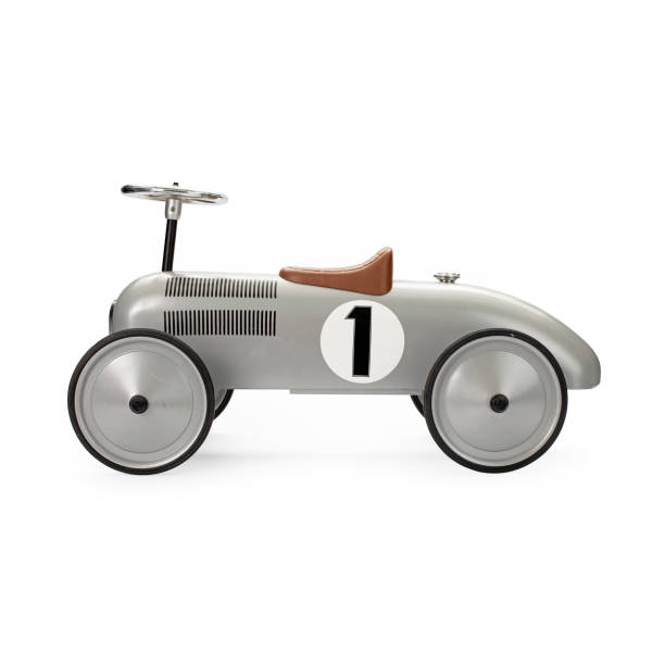 istock Retro race silver toy car 1352431910