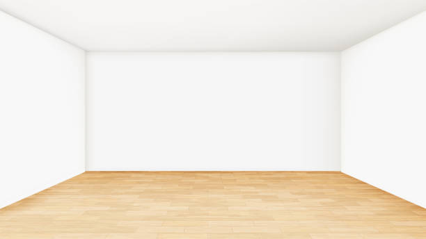 Empty Room Interior For Gallery Exhibition Vector Empty Room Interior For Gallery Exhibition Vector. Showroom Interior With Wooden Parquet Flooring, White Paint Blank Walls And Ceiling. Creative Design Template Realistic 3d Illustration hardwood floor stock illustrations