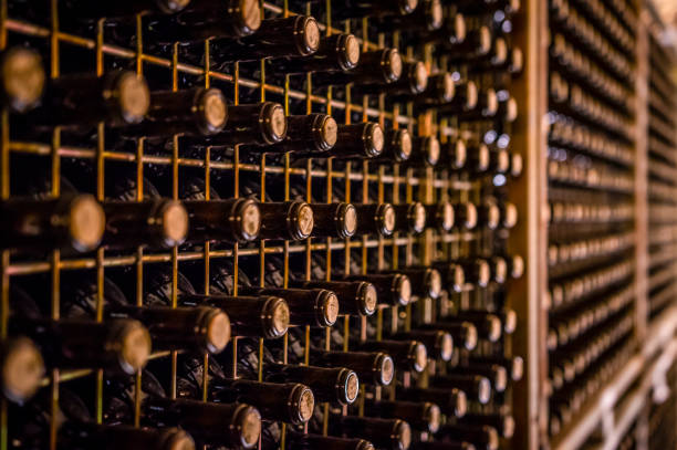 botines de vino en una bodega - wine cellar fotografías e imágenes de stock