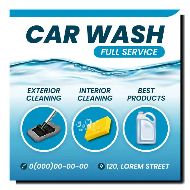 Vector illustration of Car Wash Service Creative Promotion Poster Vector