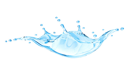 Water splash isolated on white background. 3D Render