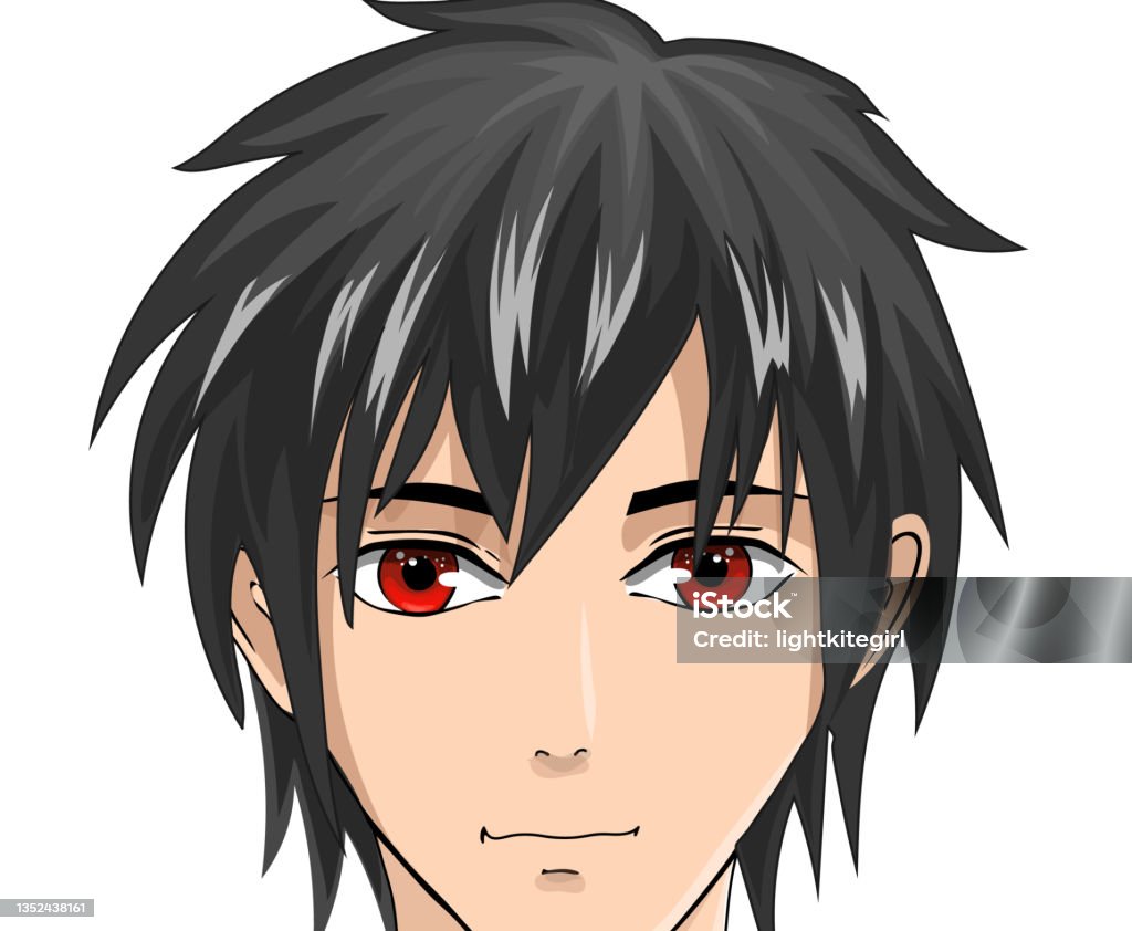 Portrait Of A Boy With Red Eyes Anime Stock Illustration - Download Image  Now - Manga Style, Backgrounds, Men - iStock