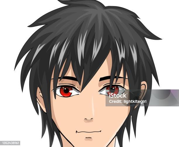 Portrait Of A Boy With Red Eyes Anime Stock Illustration - Download Image  Now - Manga Style, Backgrounds, Men - iStock