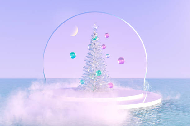 istock Abstract Christmas tree with a podium for product display. 1352442563