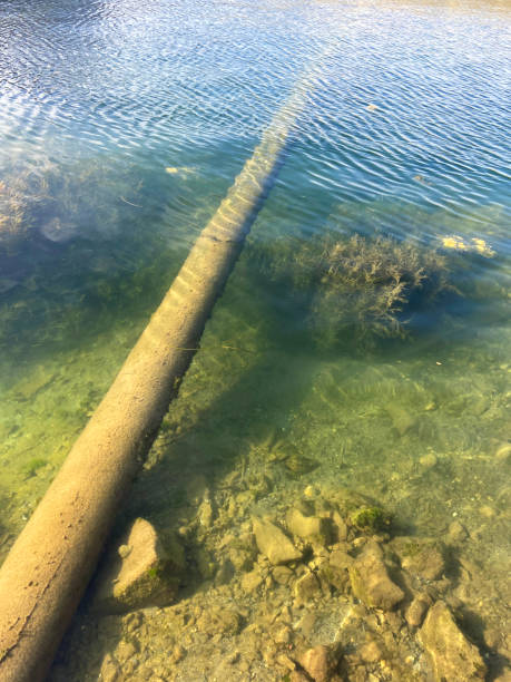 Pipe tube under the sea. Pipeline