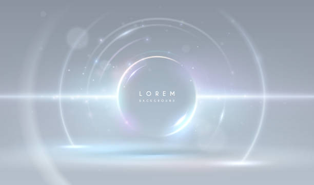 stockillustraties, clipart, cartoons en iconen met abstract circle light effect background - futuristisch