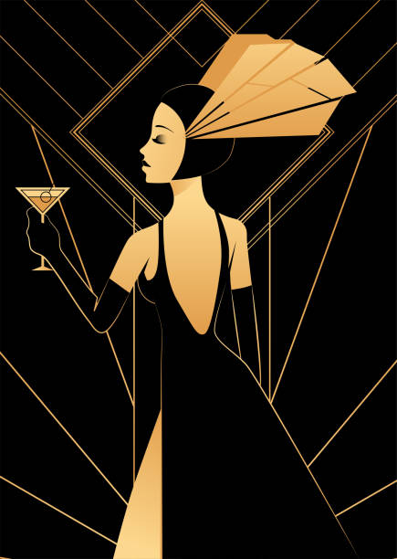 frauenporträt im art deco - 1930s style stock-grafiken, -clipart, -cartoons und -symbole