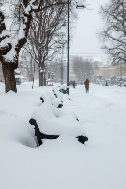 istock city benches covered with snow 1352445420