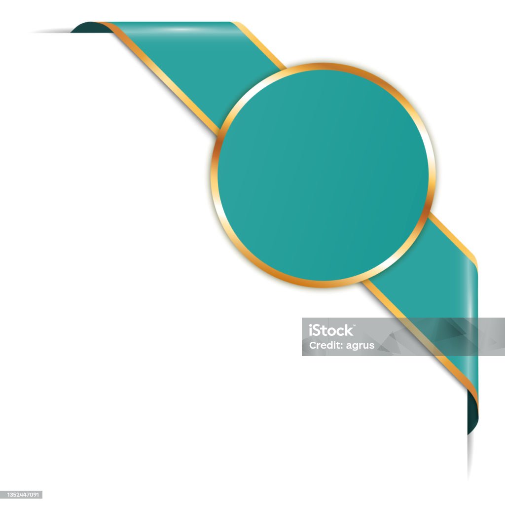Two Rounds For Banner Blue Colored Corner Banner With Round Banner With Gold Frame Vector ...