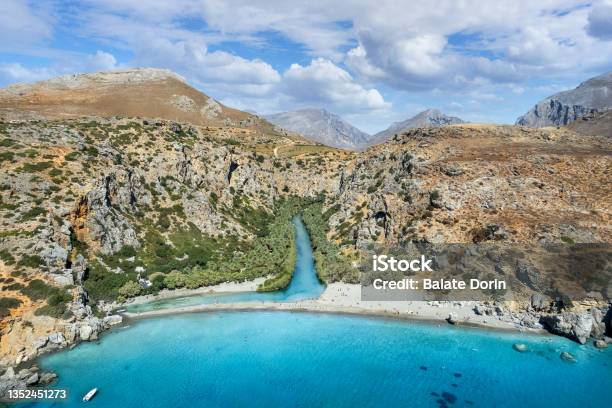 Landscape With Preveli Beach Crete Stock Photo - Download Image Now - Crete, Rethymnon, Greece