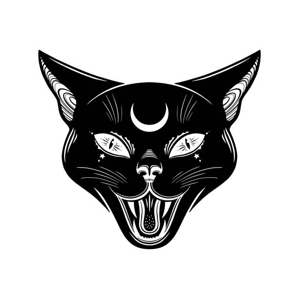 black cat angry face cartoon cute 14319053 PNG