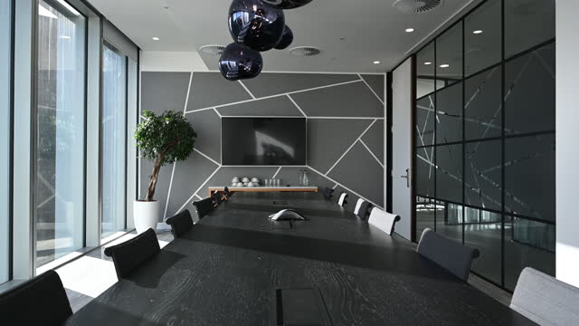 Unoccupied board room in office with modern decor