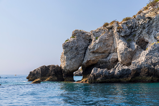 Elephant-shaped rock on the coast of the island of San Domino of the Tremiti Islands archipelago.