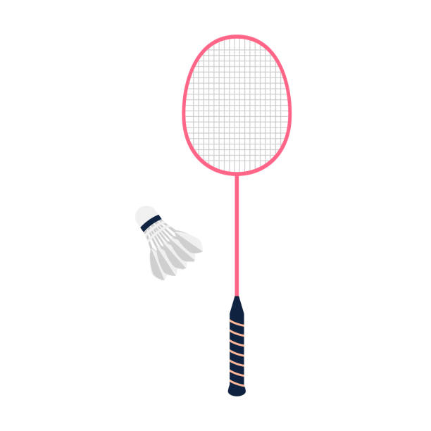 badmintonschläger und federball - badmintonschläger stock-grafiken, -clipart, -cartoons und -symbole