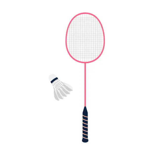 Vector illustration of Badminton racket and shuttlecock